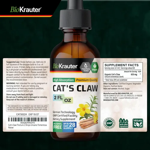 Miniatura 8 de BIO KRAUTER® Cats Сlaw para apoyo de movilidad – Suplemento líquido de hierbas de garra de gatos – Utilizado para apoyo digestivo e inmunológico