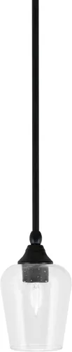 Miniatura 95 de Toltec Lighting Tallo Colgado Mini colgante, acabado de cobre negro, 3.5" cuadrado humo burbuja vidrio