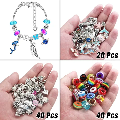 Miniatura 3 de SUREHOME Kit de fabricación de joyas para niñas de 8 a 12 años, 110 piezas, kit de fabricación de pulseras de dijes, juguete de arte y manualidades