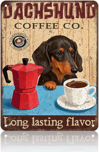 Miniatura 18 de KIYOYO Basset Hound Dog - Cartel de metal vintage de hound con texto en inglés "Before Coffee After Coffee" (Antes del café después del café)