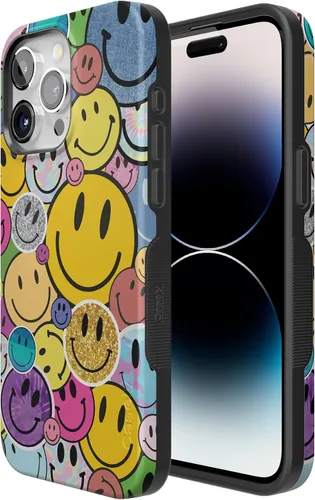 Miniatura 3 de Funda Casely para iPhone 15 Pro Max Todas las sonrisas Adhesivo de cara sonriente Compatible con MagSafe Diseño protector audaz