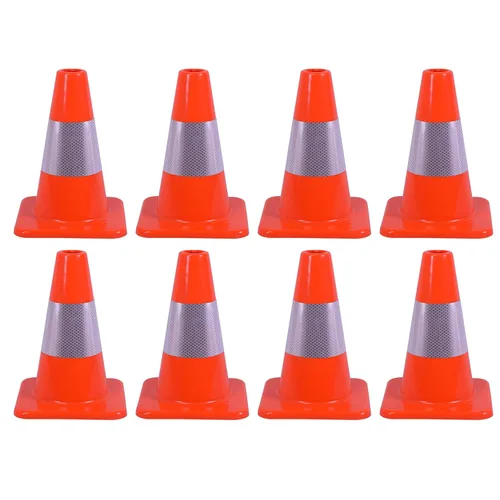Miniatura 8 de Paquete de 4 conos de tráfico naranjas de 12 pulgadas, conos de seguridad de PVC duraderos con alta visibilidad para estacionamiento, construcción
