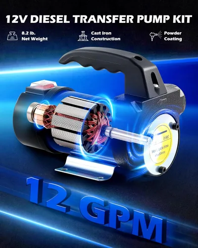 Miniatura 2 de Orion Motor Tech Kit de bomba de transferencia de diesel, kit de bomba de transferencia de combustible de 12V con boquilla y mangueras, bomba de Kit