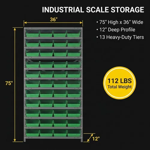 Miniatura 268 de Quantum QSBU-245BK Heavy Duty Shelving Unit with (7) Shelves and (24) QUS245 Black Bins for Garage Warehouse Storage Distribution 400 lb Load