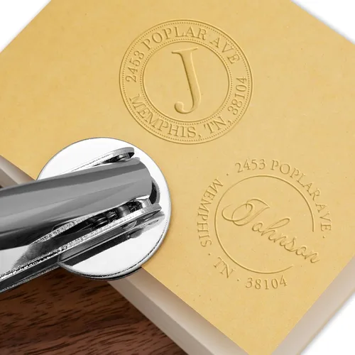 Sello Estampador de Dirección Personalizado Familiar Manual con Nombre para Sobres Invitaciones Notario