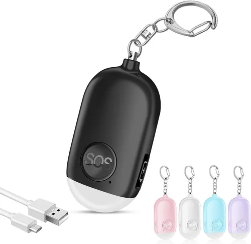 Miniatura 18 de Hion Alarma de seguridad personal para mujeres, recargable de 130 dB, llavero de alarma de autodefensa con linterna LED, seguridad sonora segura
