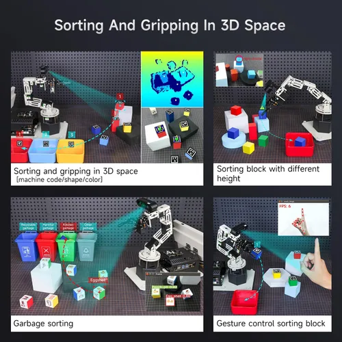 Miniatura 4 de Yahboom 6DOF Kit de brazo robótico de programación 3D, agarre adaptativo 3D, inteligencia incorporada, modelo de IA grande para ingenieros mecánicos