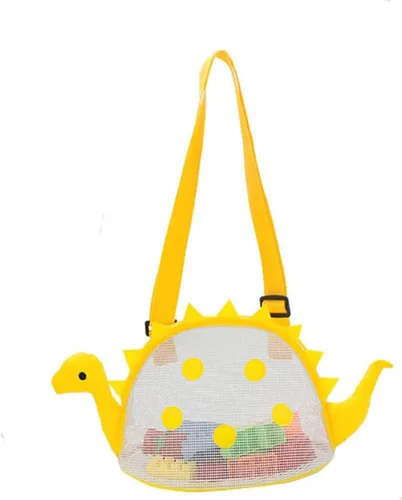 Miniatura 10 de Bolsa de playa de malla de juguete de playa, bolsa de recolección de conchas para niños, bolsa de juguete de playa de dinosaurio para sostener Morado
