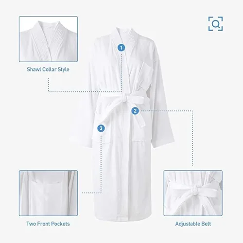 Miniatura 4 de Acanva Women's & Men's Terry Robe Plush Cotton Spa Kimono Bathrobe