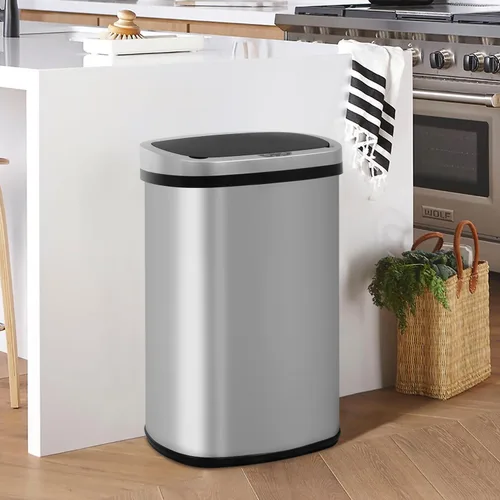 24/7 Shop at Home Freeway - Tapa de metal con sensor de movimiento para cocina, 13 galones, color plateado Plata