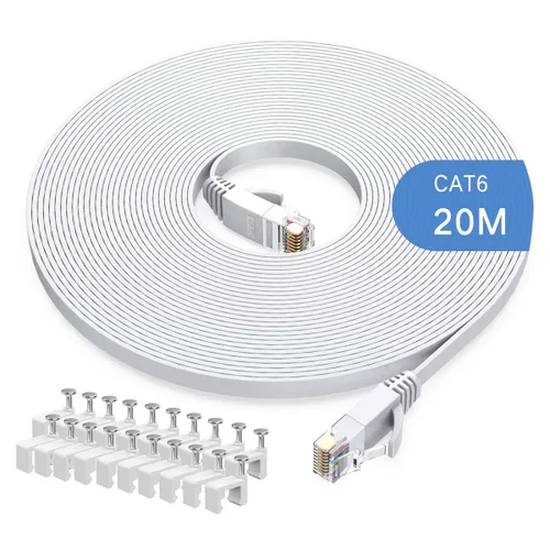 Miniatura 10 de Cable Ethernet Cat6 de 49.2 ft, cables largos de Internet de alta velocidad, diseño plano de 1 Gbps para UTP de 250 Mhz/s para consola, PS3, PS4