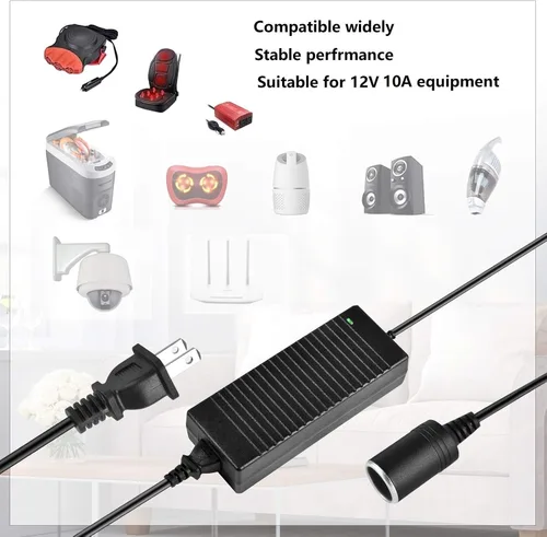 Miniatura 7 de Shentian Fuente de alimentación Adaptador de mechero de encendedor de CA a CC 110V-240V a 12V Convertidor de cargador de energía para coche negro