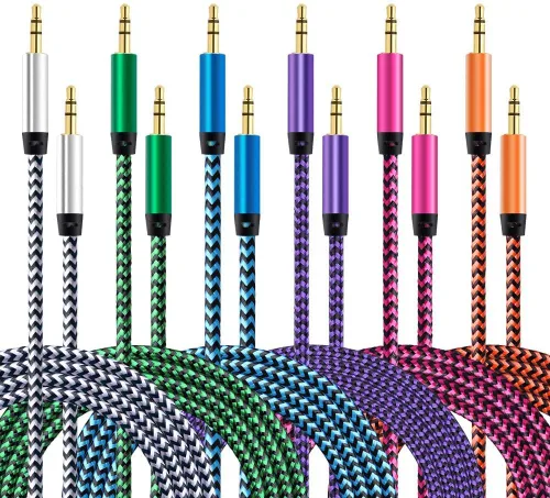 Miniatura 9 de AILKIN Cable AUX para automóvil, paquete de 2 cables de audio auxiliar de 0.138 in, acordes auxiliares estéreo trenzados compatibles