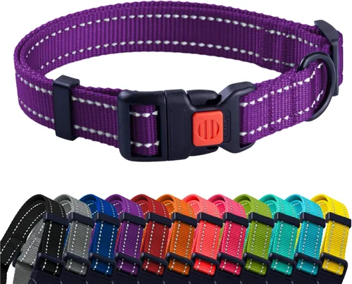 Miniatura 10 de CollarDirect Collar reflectante para perro o cachorro pequeño, mediano y grande con hebilla de liberación rápida, para machos y hembras, nailon Rojo