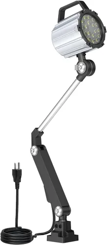 Miniatura 10 de Luz de trabajo de máquina LED de 18 W, luz de máquina de cuello de cisne flexible de 1800 lúmenes para prensa de taladro de máquina de torno