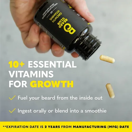 Miniatura 2 de Uncut Beard Co., Crecimiento de vitaminas para barba, Nº 1 de venta para el crecimiento del cabello y barba, suplemento en América, para obtener una
