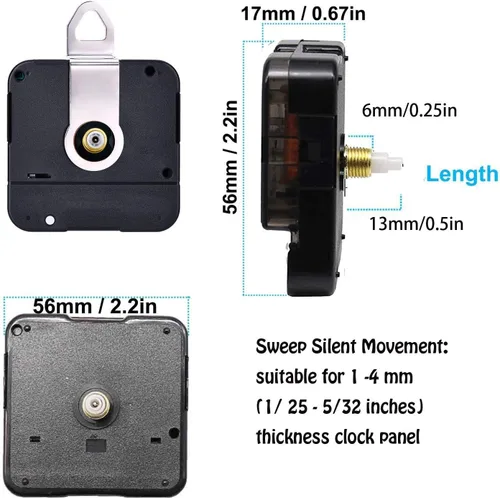 Miniatura 8 de Mecanismo de movimiento de reloj de pared de cuarzo sin tictac para manualidades, piezas de reparación con 3 pares diferentes de manecillas