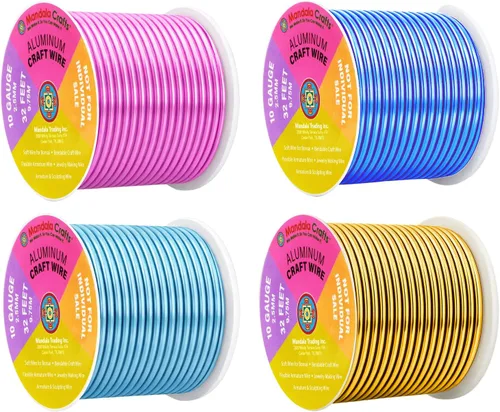 Miniatura 301 de Mandala Crafts - Alambre de aluminio anodizado de 8 calibre para hacer joyas - 9.75 m de alambre flexible negro colorido - Flexible para bonsái