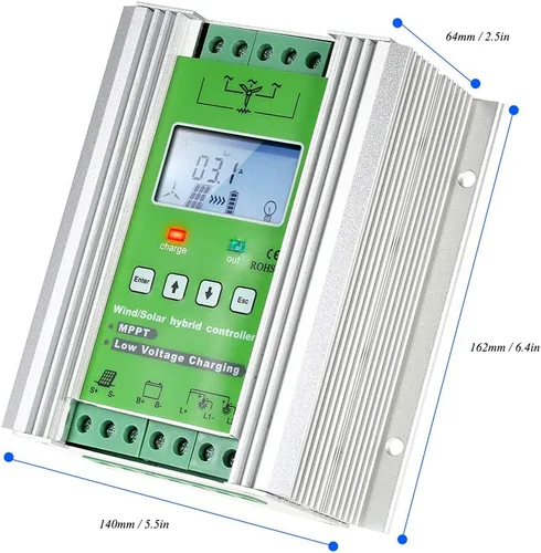 Miniatura 2 de Controlador de carga híbrido solar eólico de 1000 W, controlador de carga solar de turbina de viento MPPT fuera de la red, controlador híbrido