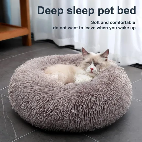 Miniatura 8 de Nisrada Cama para perros pequeños, medianos y grandes, 20 pulgadas, relajante, lavable, redonda, acogedora, suave, cama para mascotas para cachorros
