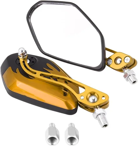 Miniatura 9 de 1 par 0.315 in 0.394 in universal motocicleta retrovisor espejos scooter aluminio llama patrón espejo vista lateral (rojo)