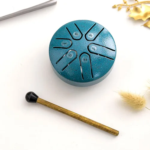 Buddha Stones - Mini tambor de lengua de acero de 3 pulgadas, kit de tambor de curación de sonido, mini tambor de mano, tambor de 6 notas sin