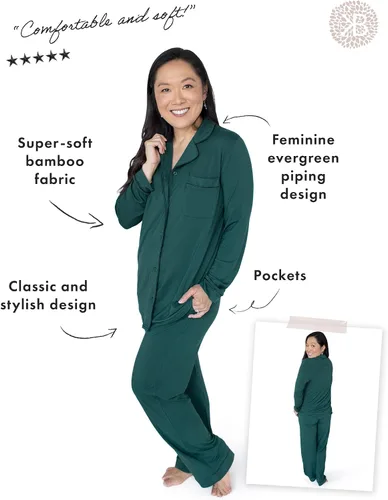 Miniatura 2 de Kindred Bravely Clea Bamboo Classic - Conjunto de pijama de manga larga para maternidad y lactancia