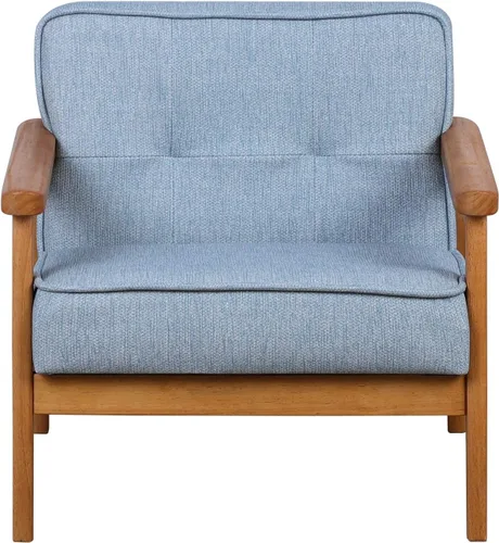 Miniatura 4 de BabyLand Sillón para niños, sofá individual para niños con estructura de madera maciza y tela de lino para regalo de niños (azul claro)