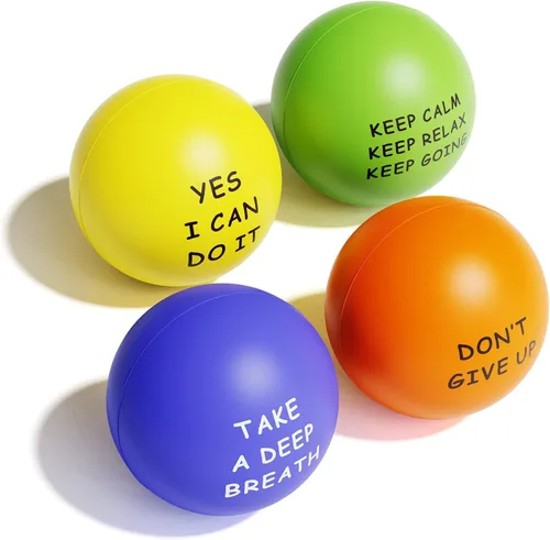 Miniatura 9 de KDG Bolas motivacionales para el estrés (paquete de 20) para niños y adultos, pelota de alivio del estrés con quetos para aliviar la ansiedad