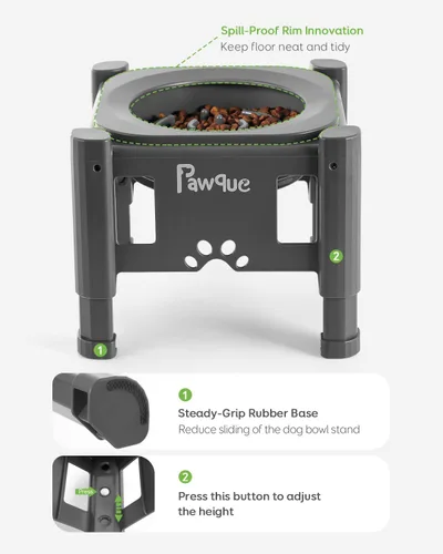 Miniatura 6 de Pawque Cuencos elevados de comida lenta para perros de 35 onzas con soporte ajustable (3 alturas de 6.1 pulgadas, 7.7 pulgadas, 9.3 pulgadas)