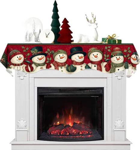 Miniatura 11 de Bufanda de chimenea navideña de 70 x 17 pulgadas, decoración de cubierta de bufanda de chimenea para estante de bufanda de chimenea, pasillo