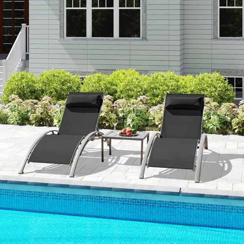 Miniatura 16 de domi outdoor living Domi - Juego de 2 sillas de salón de aluminio para exteriores con 5 posiciones ajustables, tumbona al aire libre para piscina