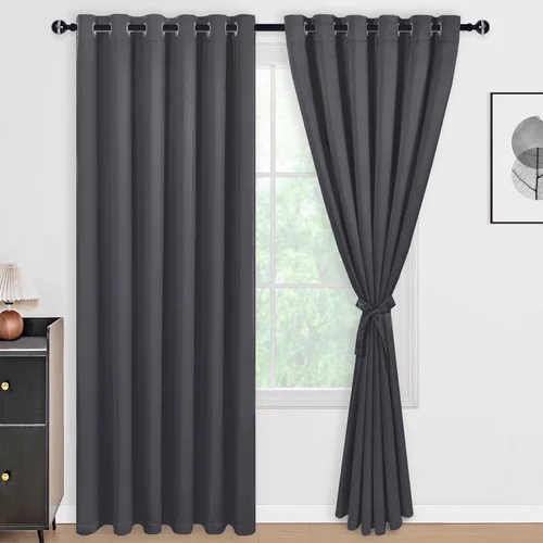 Miniatura 138 de DWCN Cortinas 100% opacas de 84 pulgadas de largo para dormitorio con forro negro, paneles de cortina de ventana de doble capa con aislamiento Azul
