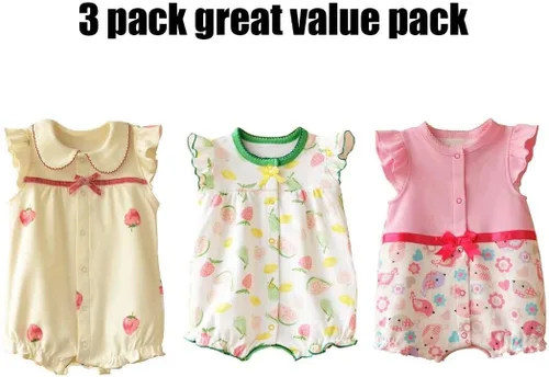 Miniatura 2 de Mameluco de algodón para bebé, ropa de verano para bebés de 0 a 12 meses, paquete de 3