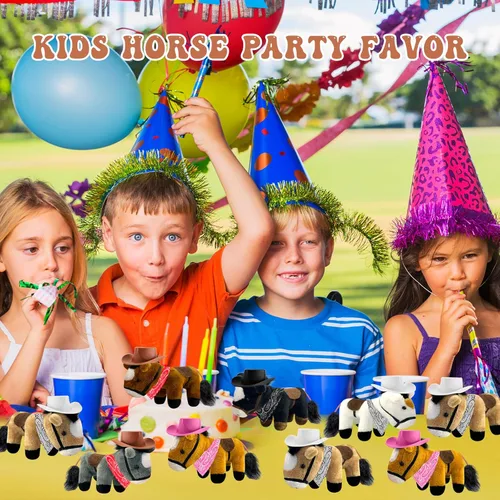 Miniatura 6 de 12 Set Mini Horse Stuffed Toys Bulk Include 12 Mini Pony Plush 4.72 Inch with 12 Tiny Cowboy Hats and 12 Bandana DIY Crafts for Adopt a Horse Party