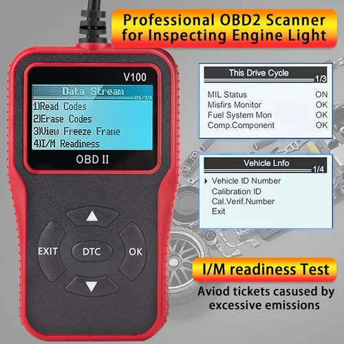 Miniatura 5 de Herramienta de diagnóstico de diagnóstico V100 OBD2, lector de código, herramienta de diagnóstico de luz del motor, probador de voltaje de batería