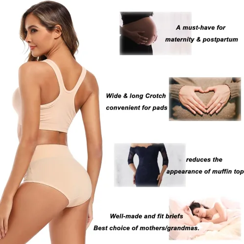 Miniatura 4 de Molasus Ropa interior de algodón para mujer de cintura alta, cobertura completa, bragas para mujer (talla regular y grande)