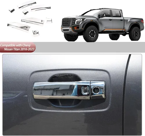 Miniatura 6 de Cubierta de manija de puerta exterior compatible con Nissan Titan 2016-2023, cubierta protectora de cubierta protectora de cubierta exterior