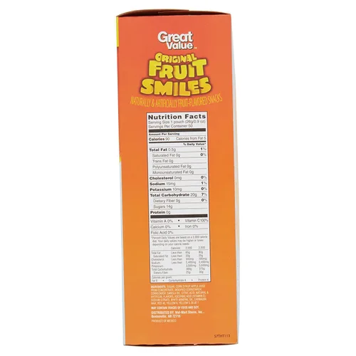Miniatura 2 de Great Value Bocadillos de frutas originales con sonrisas de frutas, 45 onzas (50 bolsas)