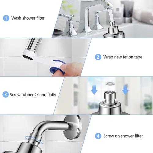 Miniatura 8 de Cabezal de ducha filtrado, cabezal de ducha de alta presión de 3 modos con cartucho de filtro de ducha de agua dura de 15 etapas para eliminar