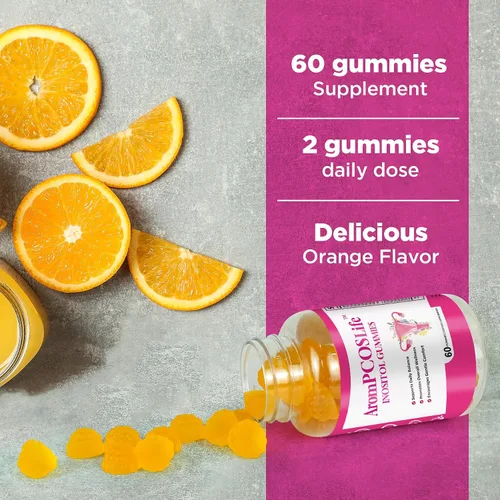 Miniatura 7 de AromPCOSLife - Gomitas de inositol para mujer, 60 unidades, suplemento de mio-inositol con folato y vitaminas B6 y B12, apoya el bienestar diario