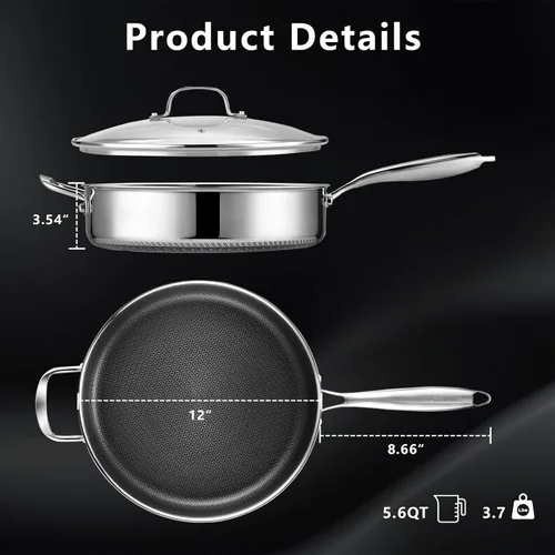 Miniatura 8 de SAKAMOSH Sartén Profunda de Acero Inoxidable