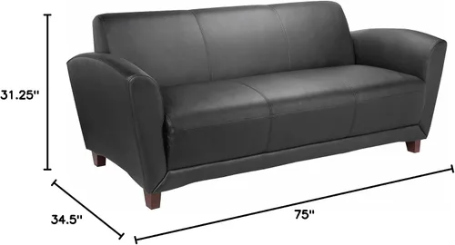 Miniatura 3 de Lorell LLR68950 - Colección Recepción Sofá de Cuero Negro