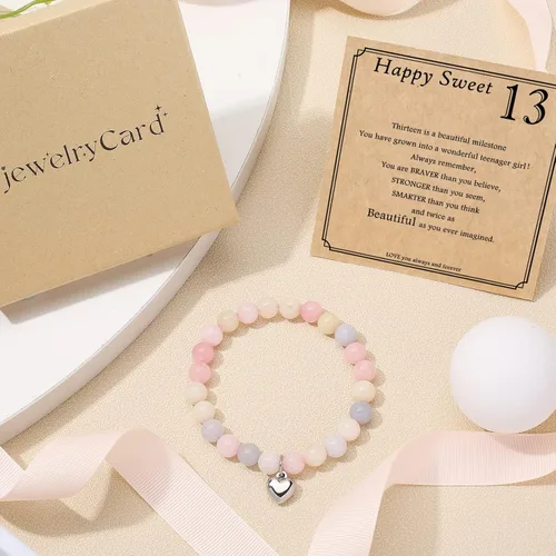 Miniatura 5 de 13-60 Birthday Gifts for Women Girls, Natural Stone Bracelet for Women, 13 16 21 40 50 Year old Gifts for Daughter Mom Gradma