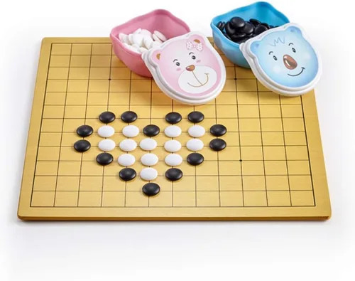 Miniatura 6 de YXCKG Gomoku & Go Juego de ajedrez para niños, diseño de cuadrícula de 9 x 9/13 x 13, tamaño portátil para viajes, dibujos animados para niños