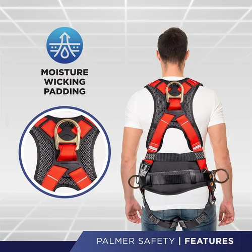 Miniatura 3 de Palmer Safety Hammerhead - Arnés de seguridad acolchado de 5 puntos, pecho QCB, correas de patas con hebilla de lengua, anillos en D traseros y Slkr