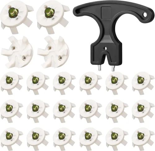 Miniatura 9 de Shappy Juego de 51 piezas de repuesto para zapatos de golf, 50 tacos de zapatos de golf con 1 llave de tacos negros, tornillo de rosca de metal
