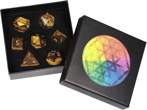 Miniatura 21 de Nupuyai Juego de dados poliédricos D&D de cristal de cuarzo rosa curativo con caja para Calabozos y Dragones, juego de 7 dados de mesa para RPG MTG