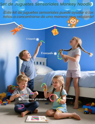 Miniatura 8 de Paquete de 10 Juguetes Sensoriales para Niños – Cuerdas Sensoriales Elásticas Extra Gruesas Mejoradas para Autismo, TDAH, Ansiedad – Caja de Regalo