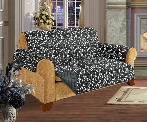 Elegant Comfort Acolchado Pet Dog Niños Niños Muebles Protector Slip Cover Diseño Hoja Negro Love Seat